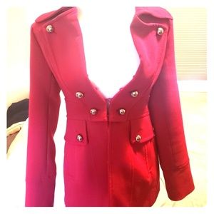EUC White House Black Market red pea coat XS